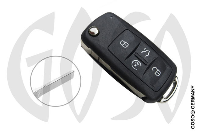Key Shell for VAG Audi VW Seat Skoda Flipkey HU66 4B 9889-4