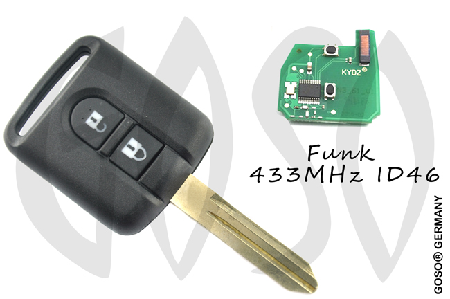 Funkschlssel passend fr Nissan 433MHZ ASK ID46 PCF7946 NSN14 2T starr 9933-4
