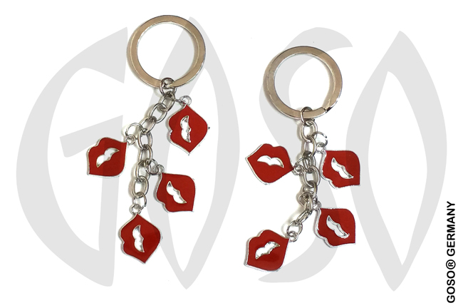 5x Key chain red lips 7011
