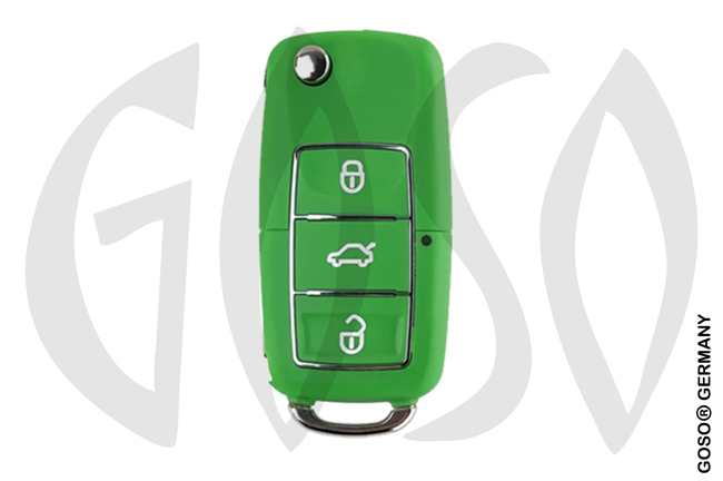 Key Shell for  VAG Audi VW Seat Skoda key shell 3 buttons waterproof darkgreen 8049-2