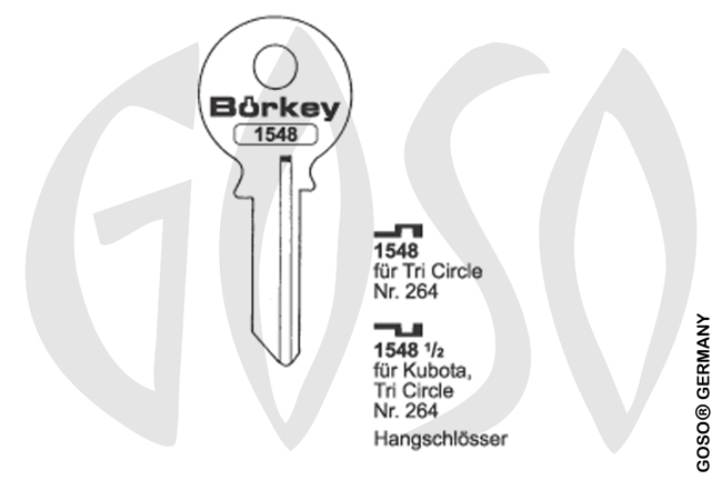 Brkey cylinder key Standard steel  KL-TC2D S-TL7 BO-1548-1/2 JMA-TRI-6D