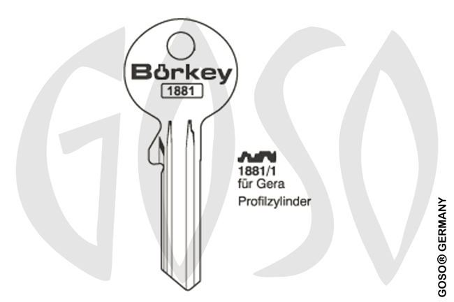 Boerkey cylinder key Standard steel  BO-1881-1