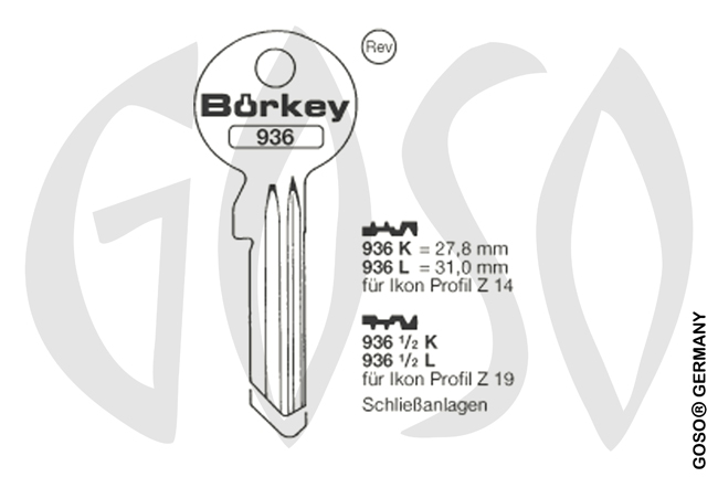 Boerkey cylinder key BO-936L