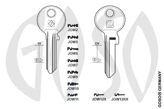 Silca GTV cylinder key S-JOW11 JWL-11D BO-1502-9 JO6