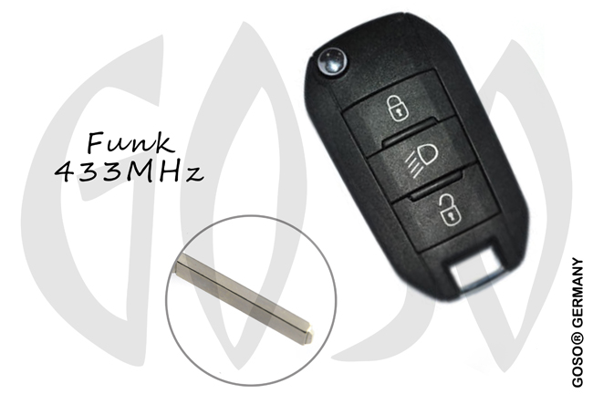 Original remote key blank for Peugeot VA2 3 Button FSK (without HU83) 3T ID46 PCF7941A ZR599
