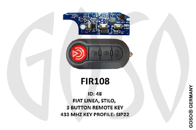 IEA-Zedfull - Remote Key for Fiat LANCIA CITROEN PEUGEOT Marelli ID48 433MHz 3B SIP22 FIR108 ZR42