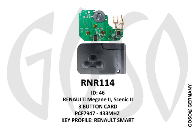 Remote Key for Renault IEA-Zedfull ID46 PCF7947 433MHz FSK  3T  RNR114 ZR87