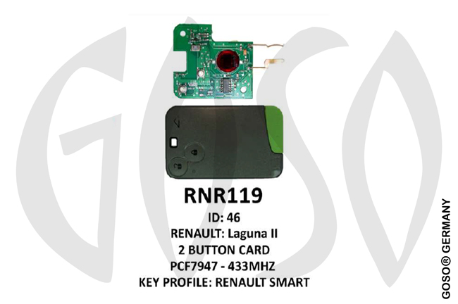 IEA-Zedfull Slot Remote Key for Renault ID46 PCF7947 433MHz 2B Card RNR119E VA2 ZR88