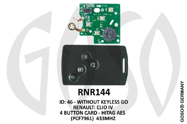 Remote Key for Renault Zedfull ID4A HITAG AES PCF7961M 433MHz 4T RNR144 ZR95
