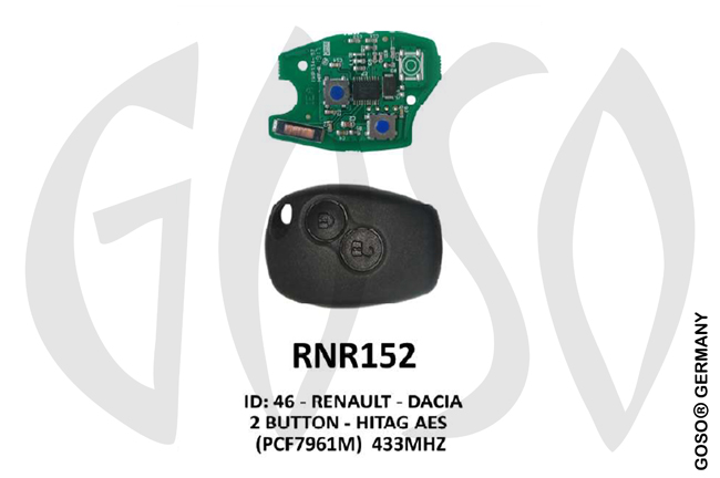 Zedfull IEA - Remote Key for Renault AES PCF7961M 433MHz FSK ID49 2T RNR152 ZR96